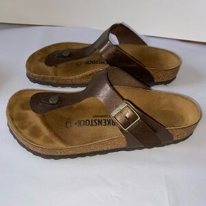 Birkenstock Gizeh Bronze Thong Sandals Sz 38 Women’s L 7 M 5